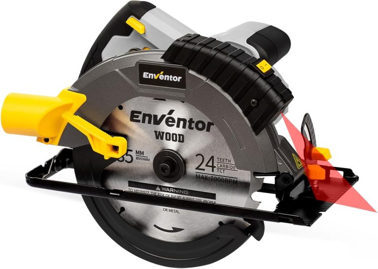 Enventor Scie Circulaire avec Guidage Laser, 1650W, 2 Lames Ø 185mm
