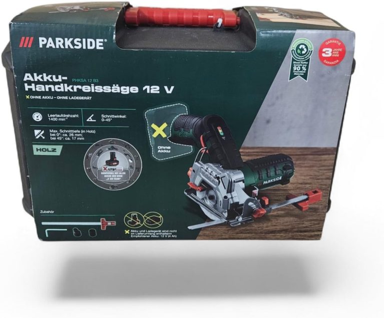 Scie circulaire sans fil Parkside PHKSA 12 X12V, verrouillage de broche, en coffret, batterie et chargeur non inclus