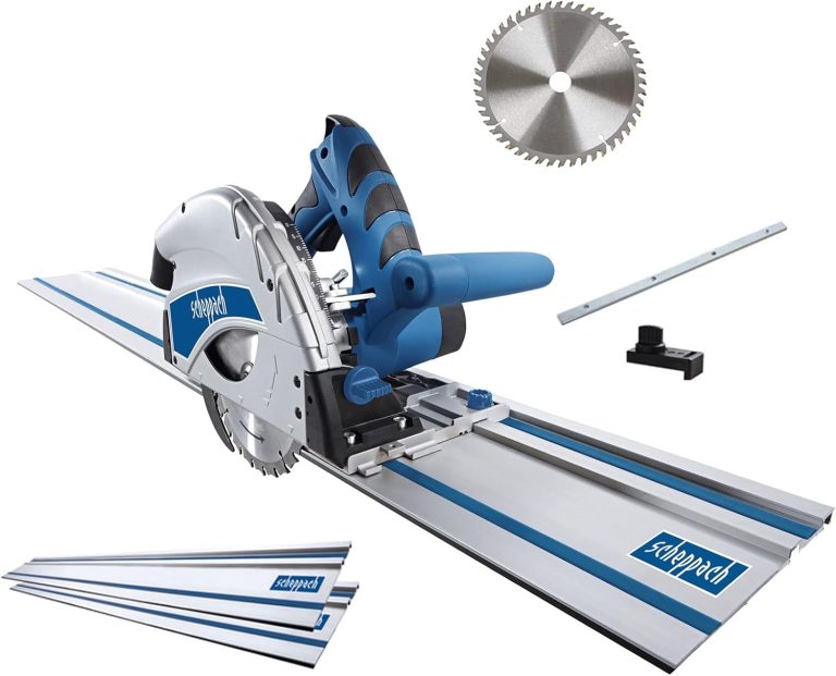 Scheppach Scie circulaire plongeante PL55 avec rail de guidage 140cm, 1200W, profondeur de coupe 55mm, lame 160mm 24 dents