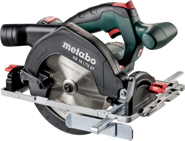 Metabo KS 18 LTX 57, scie circulaire sans fil 18V, plaque base aluminium compatible rails de guidage, frein de lame